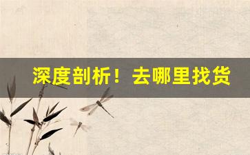 深度剖析！去哪里找货源厂家“从头彻尾”