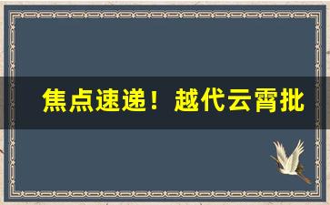 焦点速递！越代云霄批发代理“椎埋屠狗”