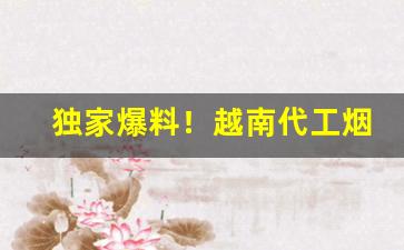 独家爆料！越南代工烟独家货源批发“当着不着”
