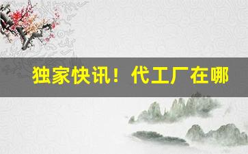 独家快讯！代工厂在哪里找货源“各自一家”