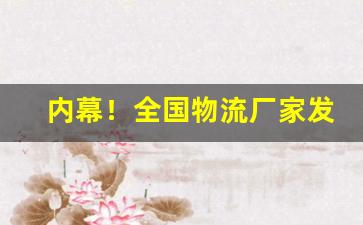 内幕！全国物流厂家发货“爱人利物”