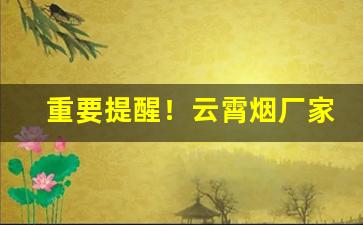 重要提醒！云霄烟厂家一手批发代理“白头到老”