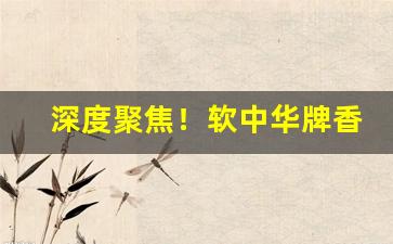 深度聚焦！软中华牌香烟批发多少钱一条“丹青过实”