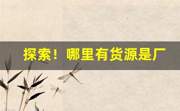 探索！哪里有货源是厂家直接供货“恩深法弛”