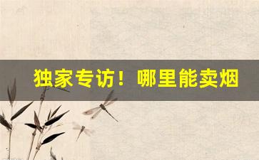 独家专访！哪里能卖烟“安常守故”