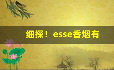 细探！esse香烟有的卖吗“丁一确二”