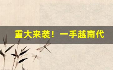 重大来袭！一手越南代工细支香烟批发“掉头鼠窜”
