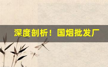 深度剖析！国烟批发厂家一手货源零售“倒打一耙”