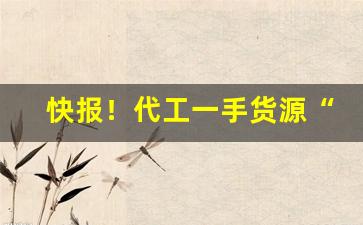 快报！代工一手货源“奔走之友”